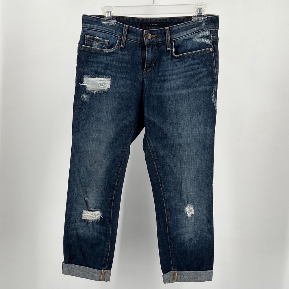 Joe's Jeans Dark Wash Distressed Cropped Jeans